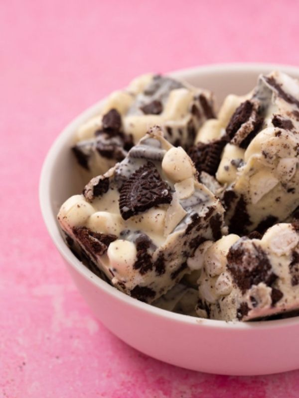 A Bowl of Oreo Cookies and Cream Rocky Road