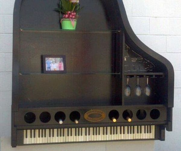 Grand Piano Bookcase and Wine Rack