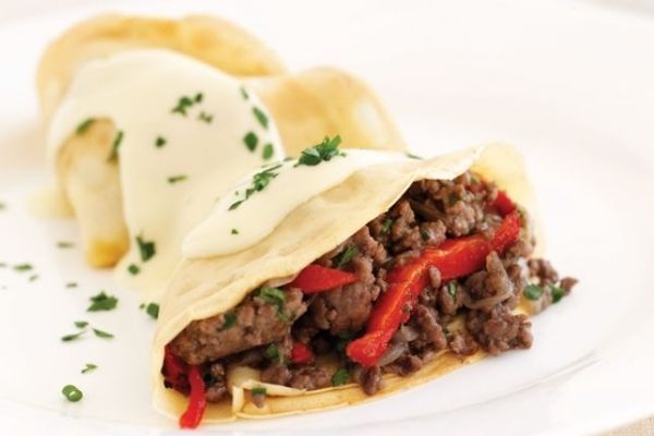 Beef Crepes with Gruyere Sauce