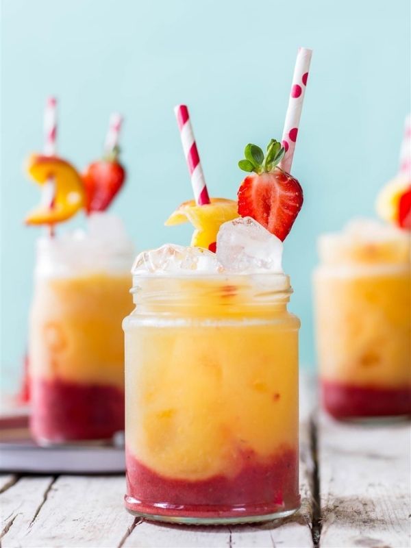 Roasted Peach and Strawberry Fizz