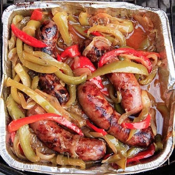 Grilled Italian Sausage with Sweet and Sour Peppers and Onions