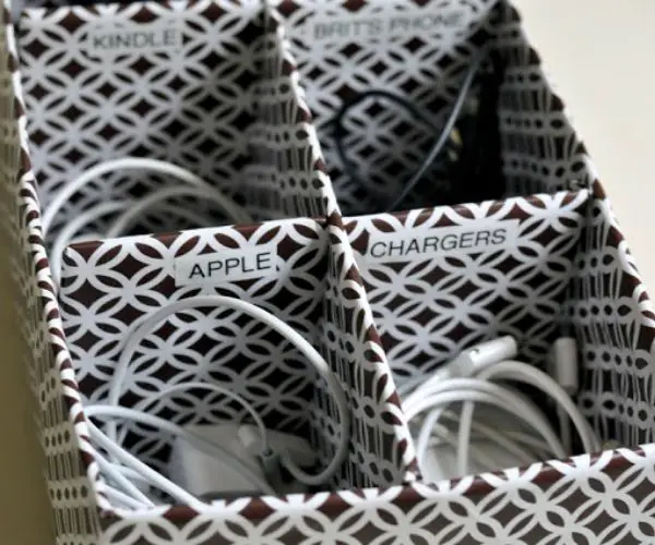 Cords and Cables Organization Made From Shoebox