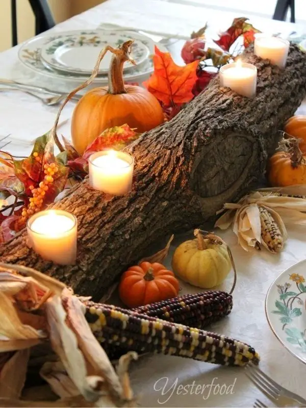 Rustic Log Centerpiece