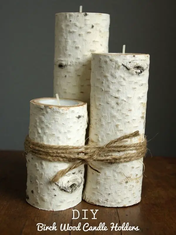 Birch Wood Candle Holders