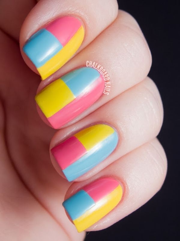 Bright Color Block Nail Designs