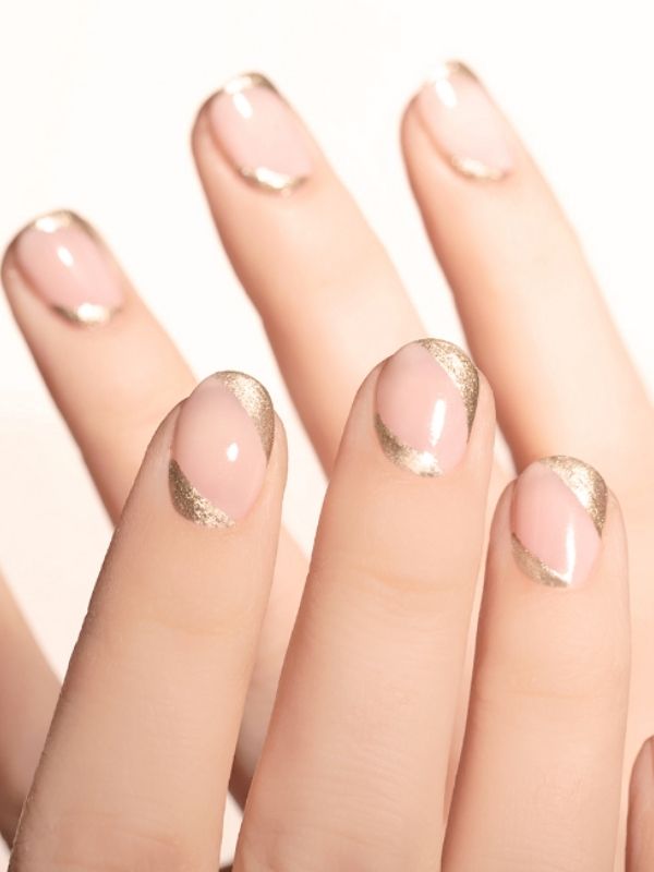 Modern Gold French Nail Designs