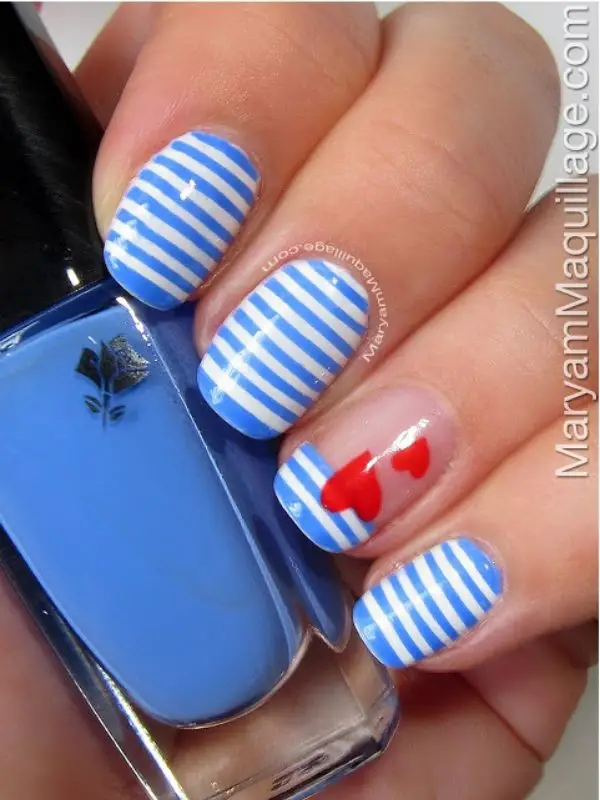 Sailor Stripes Nail Designs