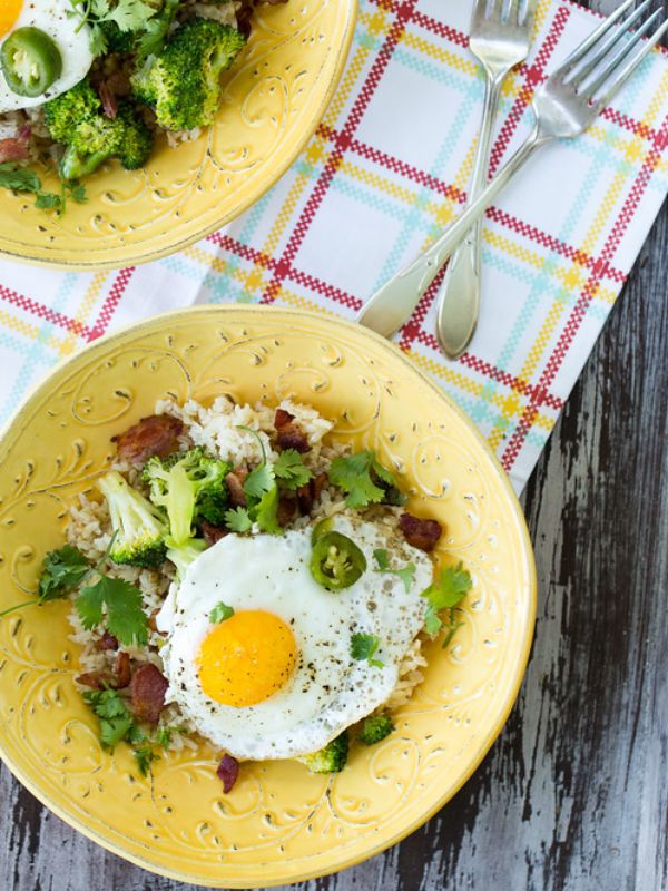 Bacon, Broccoli, and Egg Rice Bowl