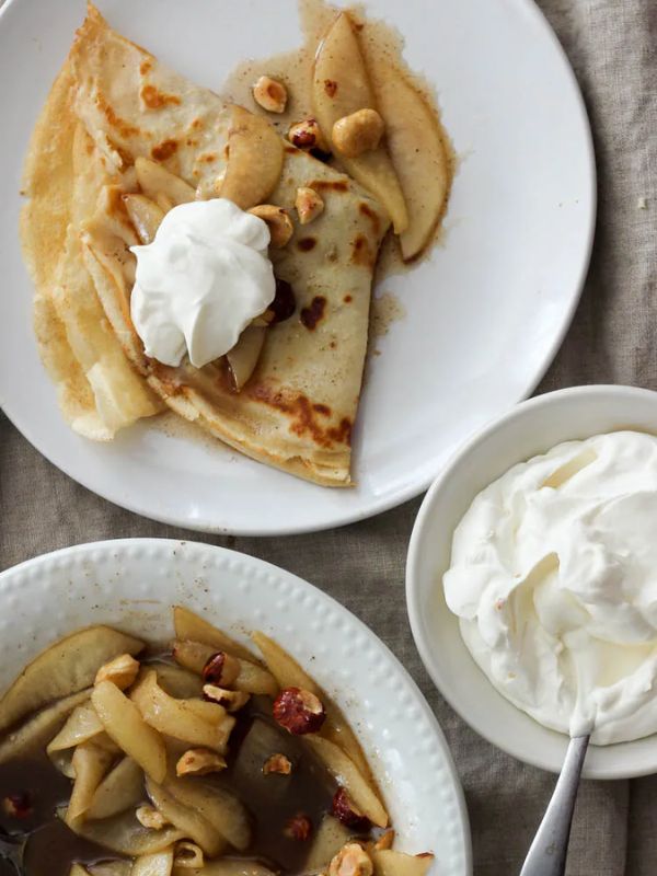 Brown Butter Caramelized Pear and Hazelnut Crepe Filling