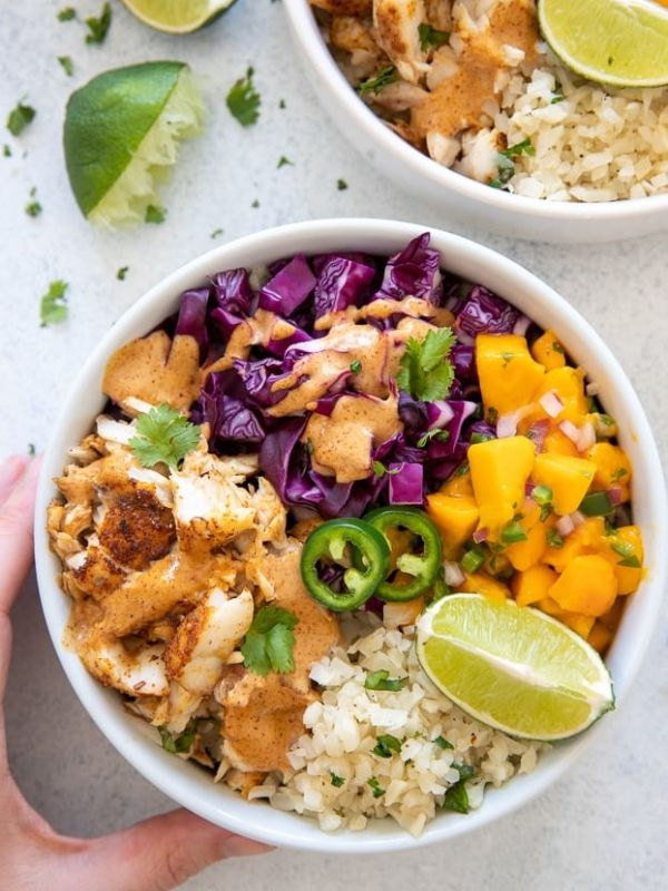 Fish Taco Bowl with Chipotle Lime Mayo Sauce