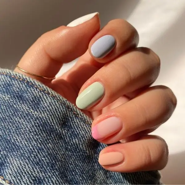 Multicolor Short Acrylic Nails