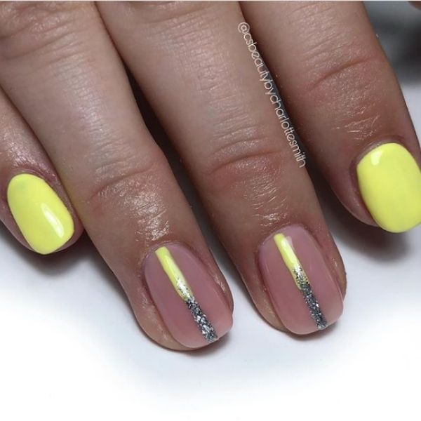 Yellow Short Acrylic Nails