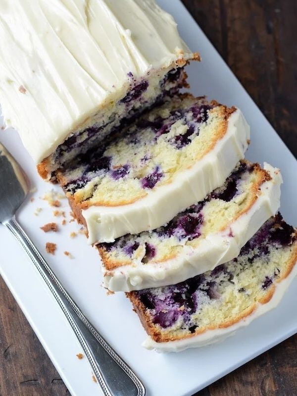 Blueberry Lime Pound Cake with Cream Cheese Frosting