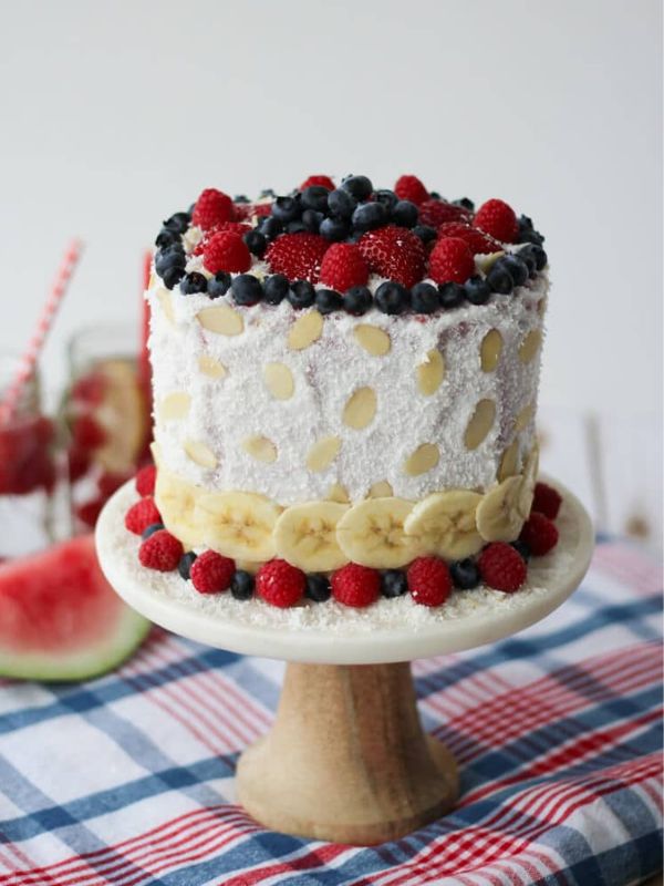 Red, White and Blue Vegan Watermelon Cake