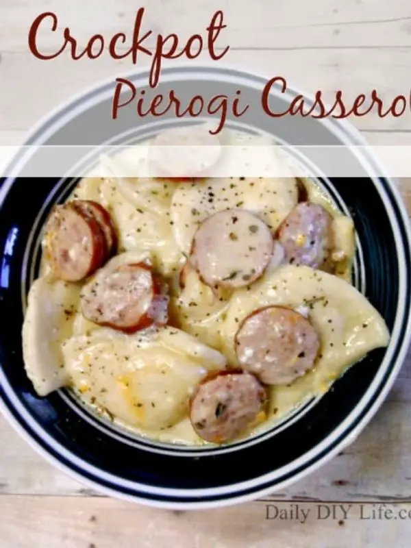 Crockpot Pierogi Casserole with Kielbasa