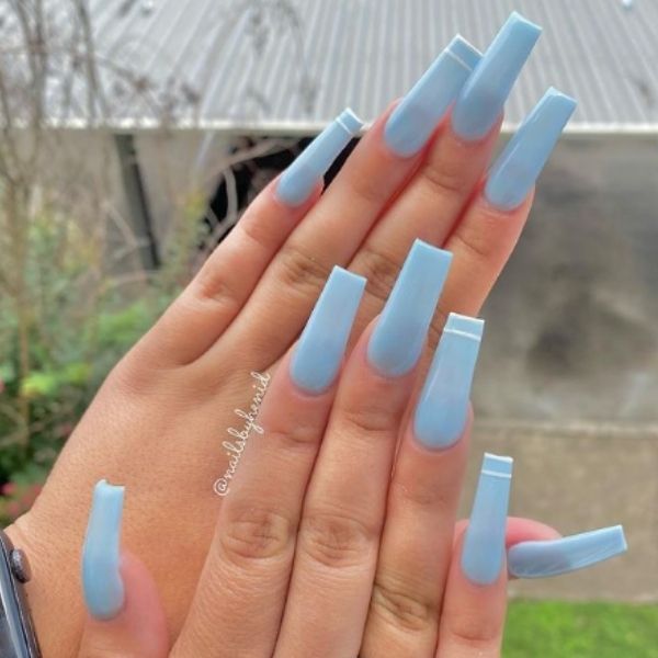 light blue acrylic nails long