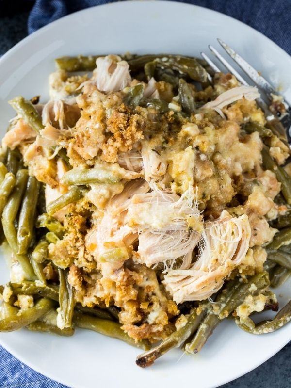 Crockpot Chicken and Stuffing with Green Beans