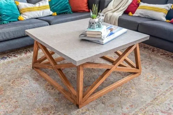 DIY Square Coffee Table with Angled Legs