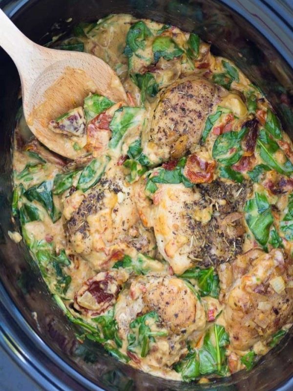 Tuscan Slow Cooker Chicken Thighs