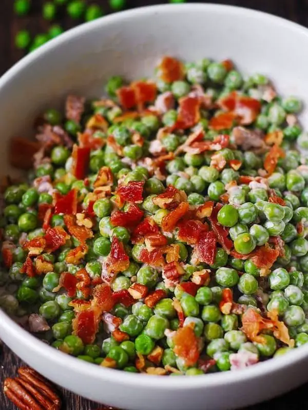 Creamy Pea, Bacon, Pecan Salad