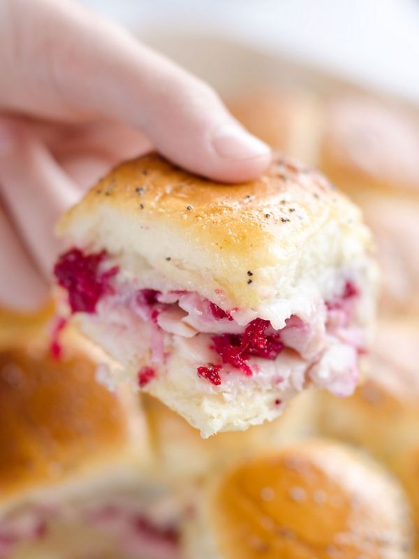 Cheesy Cranberry Turkey Baked Sliders