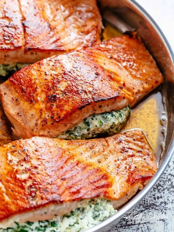 Creamy Spinach Stuffed Salmon