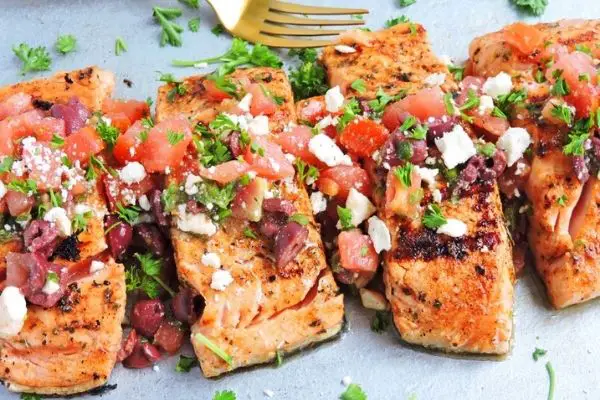 Grilled Mediterranean Bruschetta Salmon