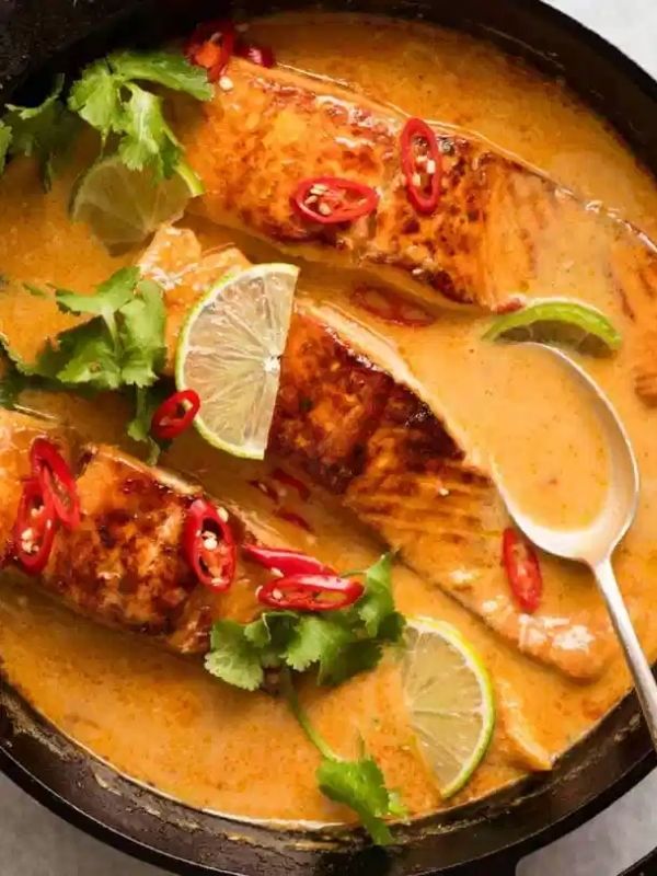 Poached Salmon in Coconut Lime Sauce