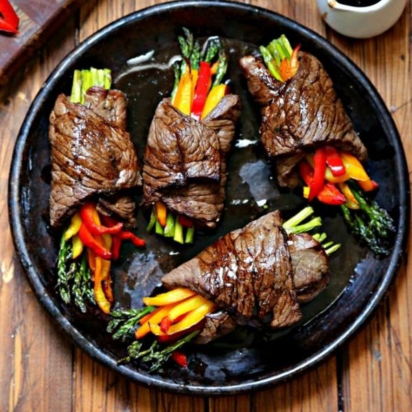 Air Fried Steak and Asparagus Bundles