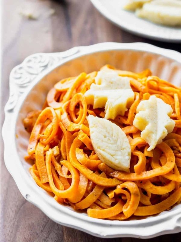 Spiralized Sweet Potato with Brown Sugar Honey Butter