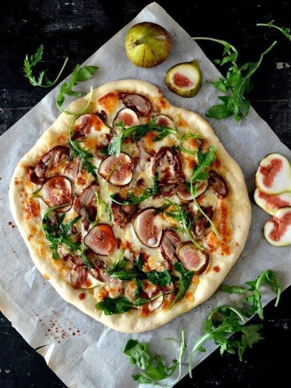 Roast Duck Pizza with Figs and Arugula