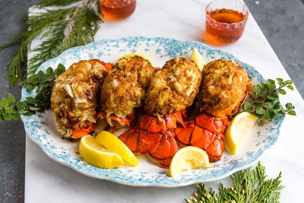 Crab Stuffed and Baked Lobster Tails
