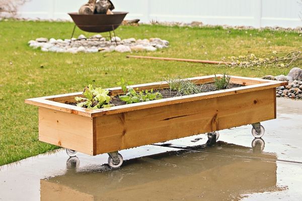 DIY Rolling Raised Planter Box