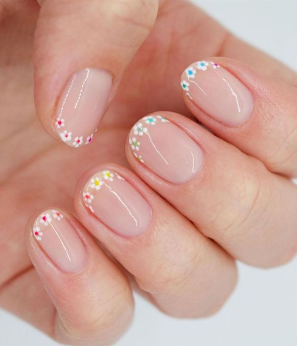 Flower French Tip Nails