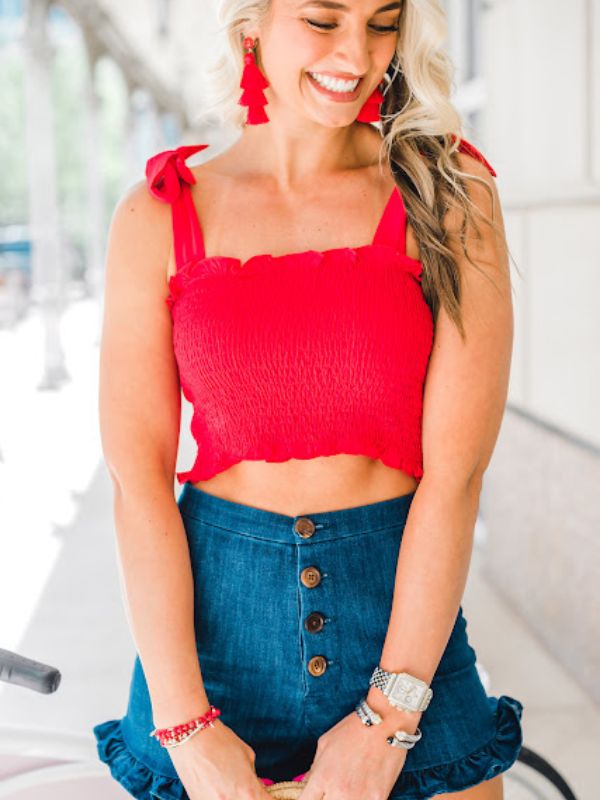 Crochet Red Crop Top for the 4th of July