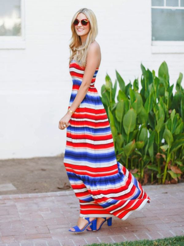 Patriotic Striped Maxi Dress