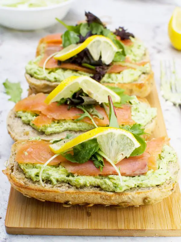 Smoked Salmon Bruschetta with Smashed Avocado and Feta